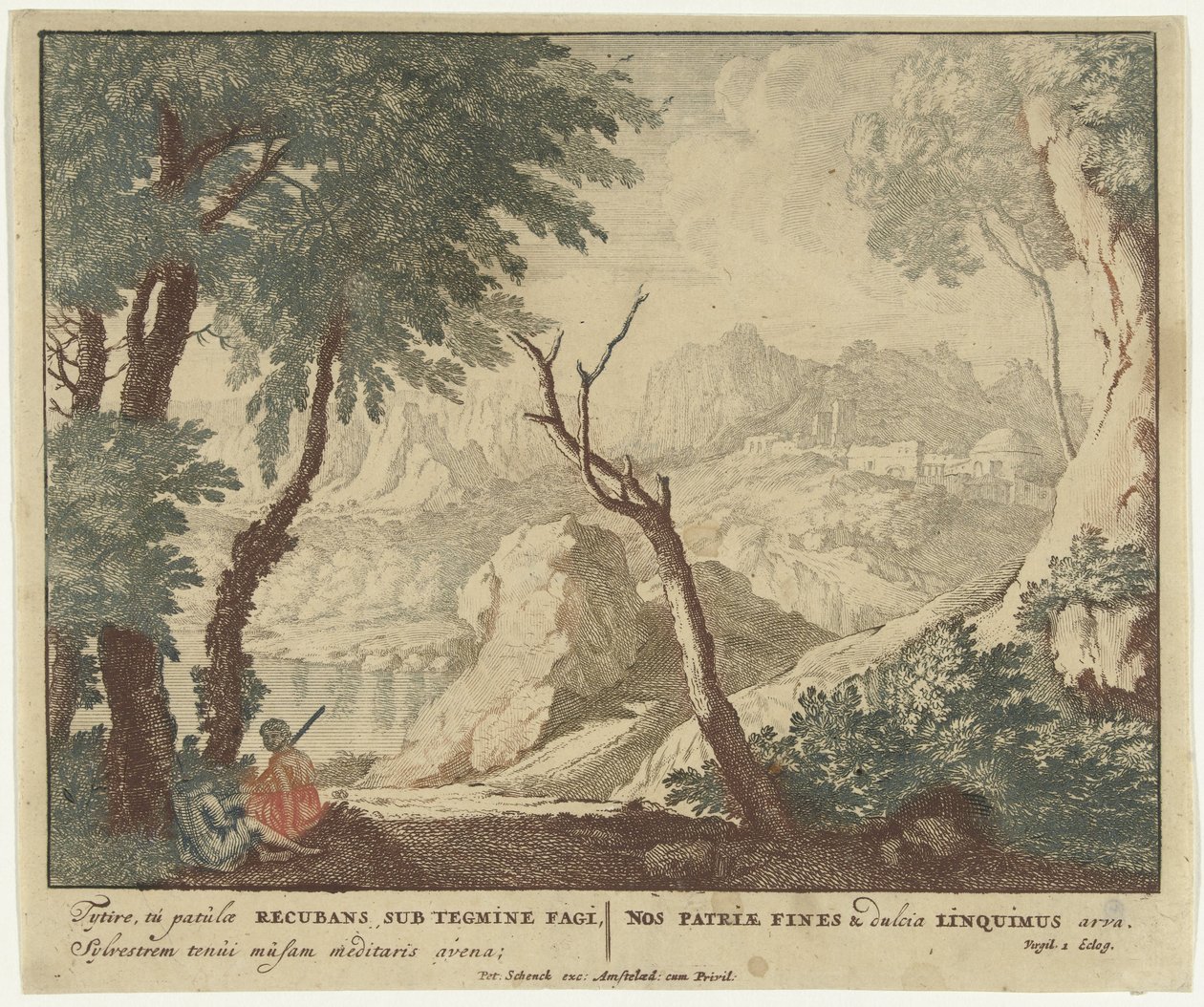 الراعي والراعية يستريحان بالقرب من شجرة مشاهد من مجموعة شعر فيرجيل Bucolica (عنوان السلسلة) بواسطة جان فان كول (أنا)