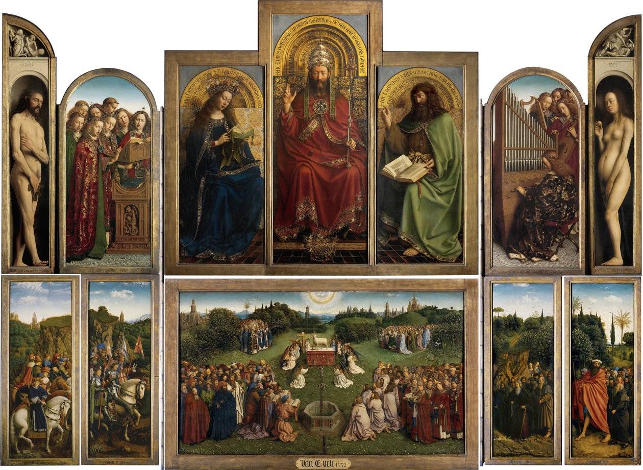 the Ghent Altarpiece (Ghent Altarpiece open) بواسطة جان فان إيك