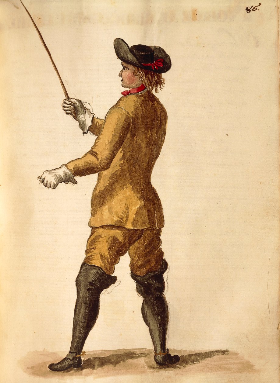 رجل نبيل يرتدي زي الركوب ، بقلم جان فان جريفينبروك أو جيوفاني جريفمبروش (1731-1807) ، غلي أبيتي دي فينيزياني ، من كتاب مصور للأزياء ، ألوان مائية بواسطة جان فان جريفينبروك