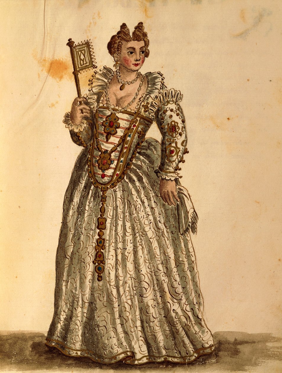 سيدة في فستان سهرة ، بقلم جان فان جريفينبروك أو جيوفاني جريفمبروش (1731-1807) ، غلي أبيتي دي فينيزياني ، من كتاب مصور للأزياء ، ألوان مائية بواسطة جان فان جريفينبروك