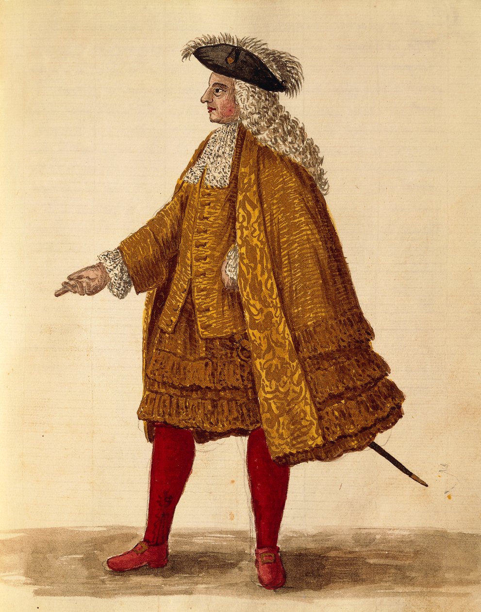 رداء الفارس ، بقلم جان فان جريفينبروك أو جيوفاني جريفمبروش (1731-1807) ، غلي دون دي فينيزياني ، من كتاب مصور للأزياء ، ألوان مائية بواسطة جان فان جريفينبروك