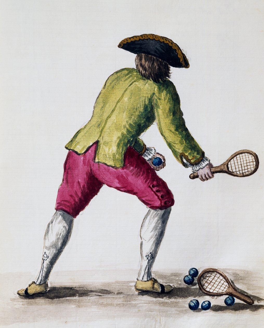 Man playing with racquet and balls, from The Illustrated Book of Venetian Costumes, Italy بواسطة جان فان جريفينبروك