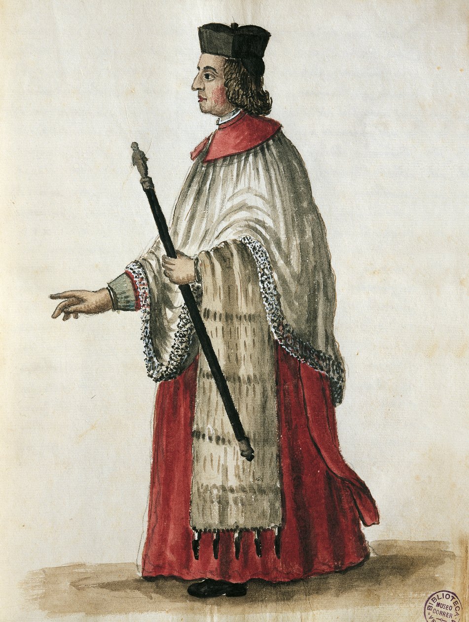سيد الاحتفالات في كنيسة القديس مرقس ، مأخوذة من أزياء Venicens بواسطة Giovanni di Grevembroch (1731-1807) Watercolor بواسطة جان فان جريفينبروك