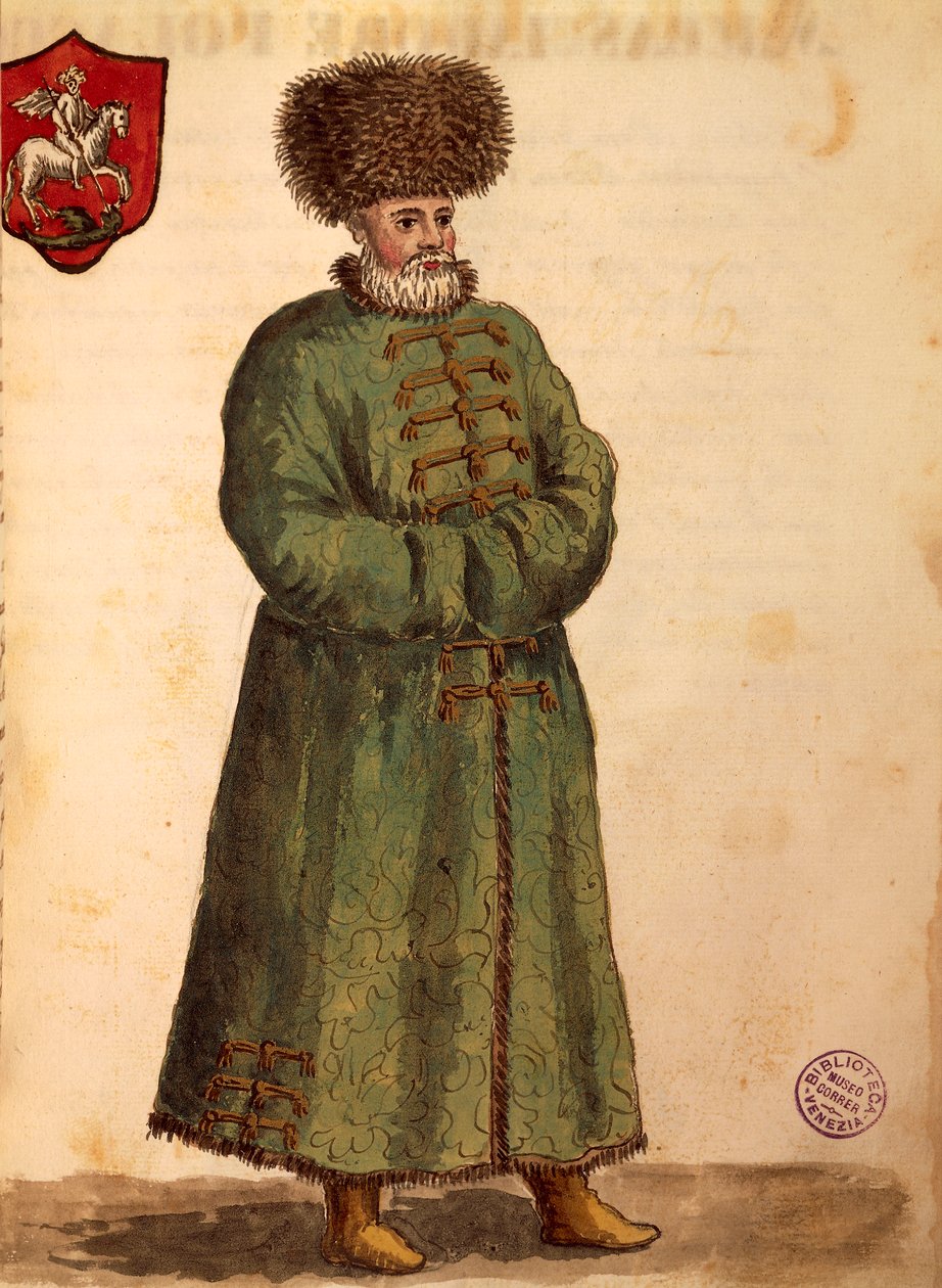 سفير موسكو ، بقلم جان فان جريفينبروك أو جيوفاني جريفمبروش (1731-1807) ، غلي أبيتي دي فينيزياني ، من كتاب مصور للأزياء ، ألوان مائية بواسطة جان فان جريفينبروك