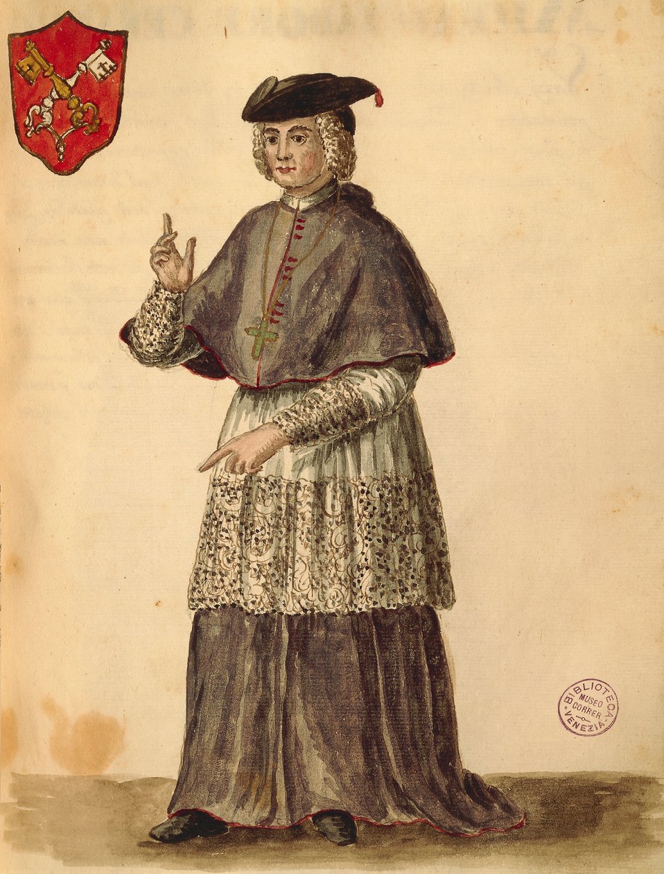المندوب البابوي في سيرينيسيما ، بقلم جان فان جريفينبروك أو جيوفاني جريفمبروش (1731-1807) ، غلي دون دي فينيزياني ، من كتاب مصور للأزياء ، ألوان مائية بواسطة جان فان جريفينبروك