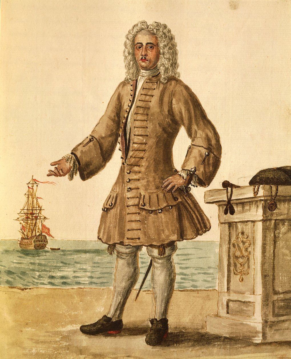 قبطان سفينة جمهورية البندقية ، بقلم جان فان جريفينبروك أو جيوفاني جريفمبروش (1731-1807) ، جلي أبيتي دي فينيزياني ، من كتاب مصور للأزياء ، ألوان مائية بواسطة جان فان جريفينبروك