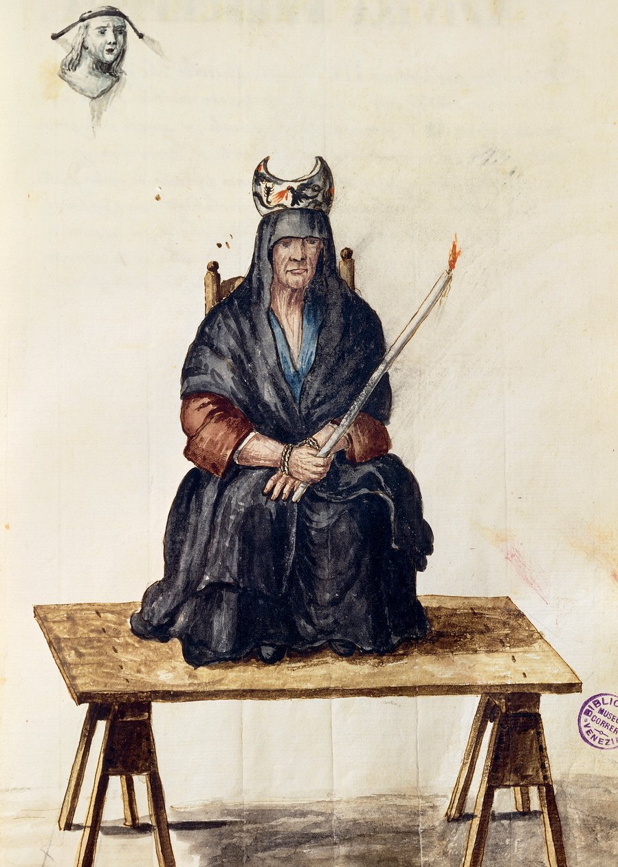 ساحرة ، رسم توضيحي من Gli Habiti de 'Venetians (ملابس البندقية) ، بقلم جيوفاني جريفمبروش (حوالي 1731-1807) بواسطة جان فان جريفينبروك