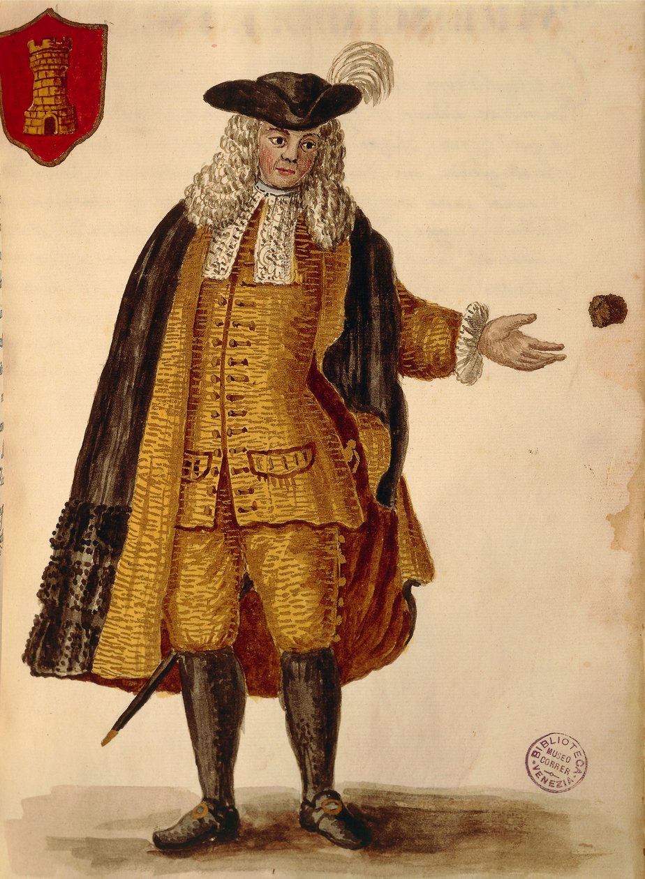السفير الإسباني ، بقلم جان فان جريفينبروك أو جيوفاني جريفمبروش (1731-1807) ، غلي أبيتي دي فينيزياني ، من كتاب مصور للأزياء ، ألوان مائية بواسطة جان فان جريفينبروك