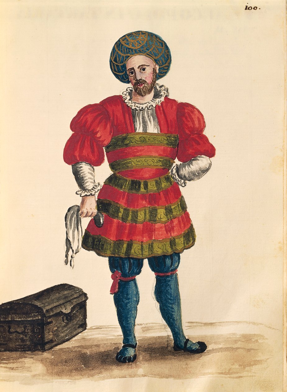 الملابس الفينيسية: مسافر البندقية ، بقلم جان فان جريفينبروك أو جيوفاني جريفمبروش (1731-1807) ، غلي أبيتي دي فينيزياني ، من كتاب مصور للأزياء ، ألوان مائية بواسطة جان فان جريفينبروك