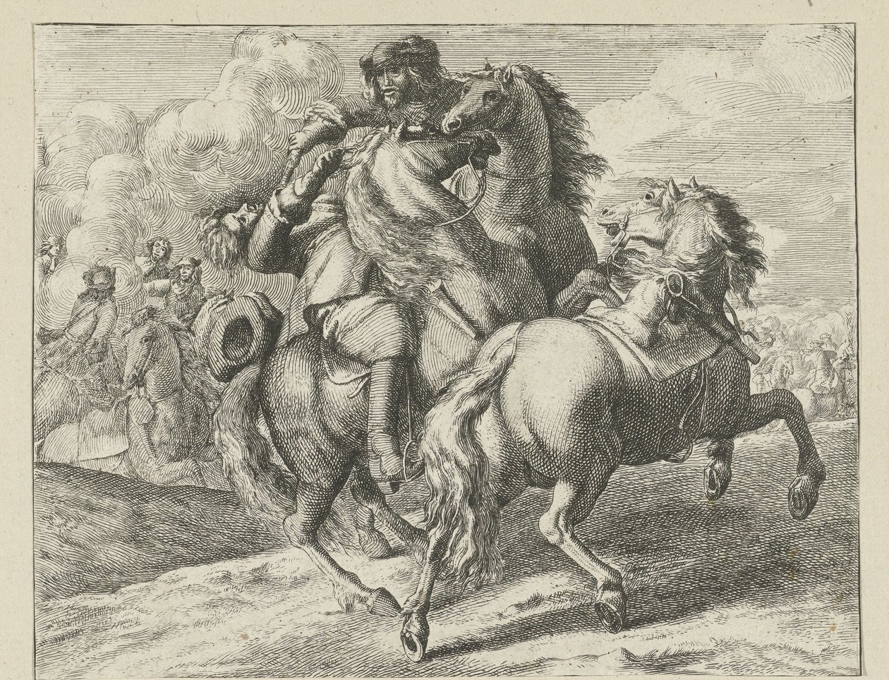 أطلق جندي النار على ظهور الخيل مشاهد الفرسان (عنوان المسلسل) بواسطة جان فان هوشتنبرج (ربما يتم نسخه بعد ذلك)
