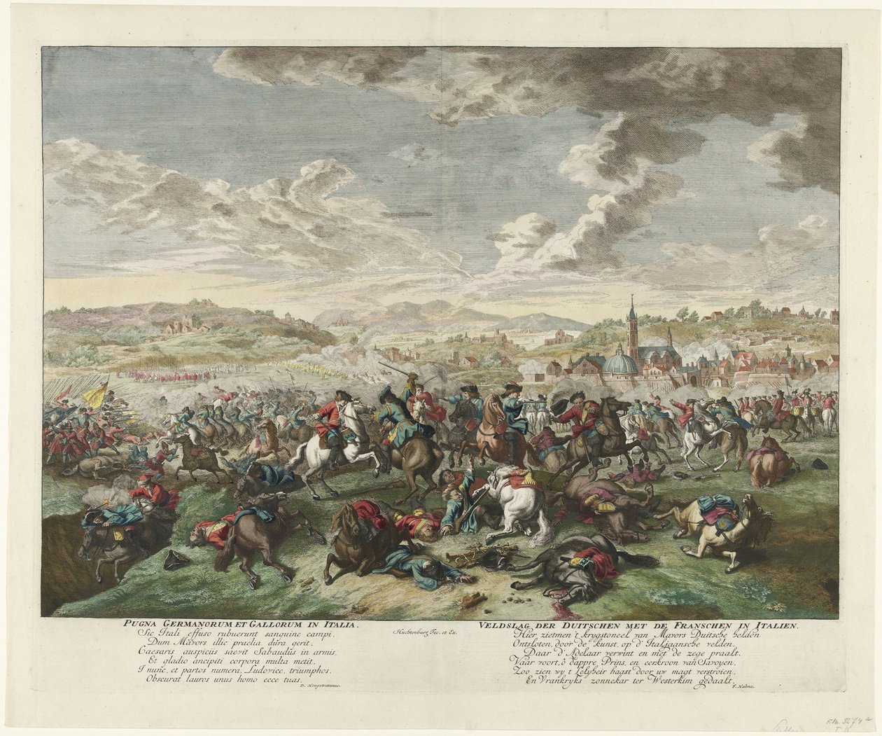 معركة الفروسية في شمال إيطاليا ، حوالي 1702-1703 Pugna Germanorum et Gallorum في إيطاليا / معركة الألمان مع الفرنسيين في إيطاليا (العنوان على الشيء) بواسطة جان فان هوشتنبرج