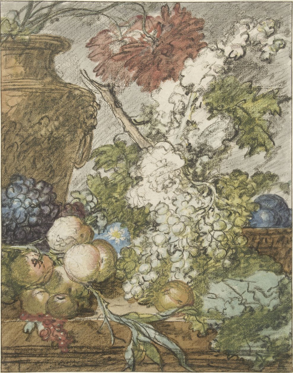 رسم تخطيطي لحياة ساكنة من الفاكهة والزهور رسم تخطيطي لترتيب الفاكهة والزهور بواسطة جان فان هويسم