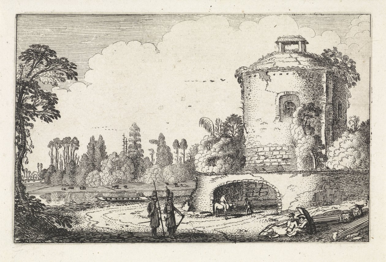 منظر طبيعي ببرج دائري مناظر طبيعية (عنوان السلسلة) Amenissimae aliquot Requculae (عنوان السلسلة) بواسطة جان فان دي فيلدي (الثاني)