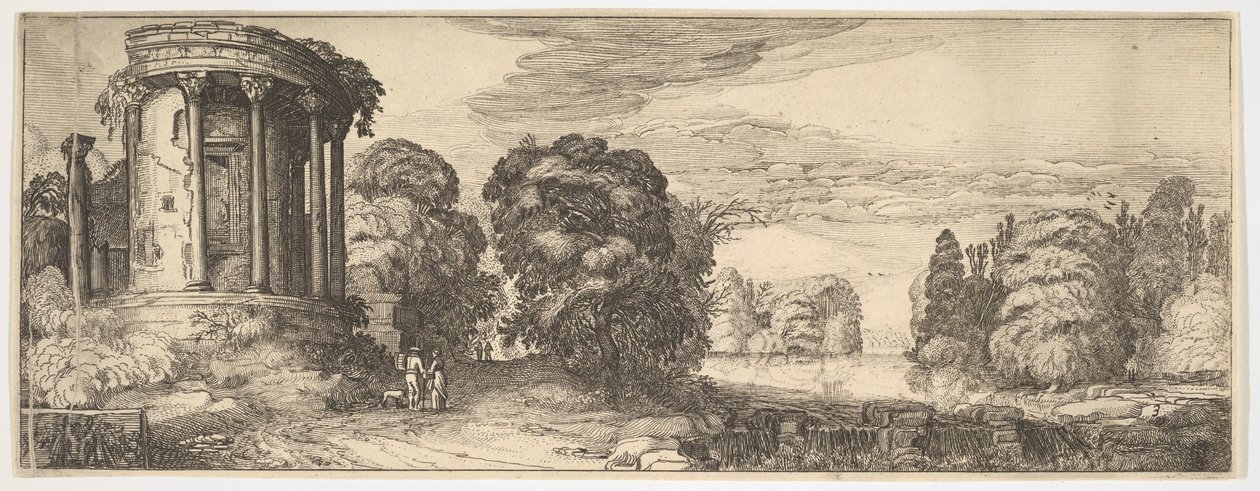 معبد العرافة في تيفولي من المناظر الطبيعية والآثار ، كاليفورنيا. 1615. بواسطة جان فان دي فيلدي الثاني