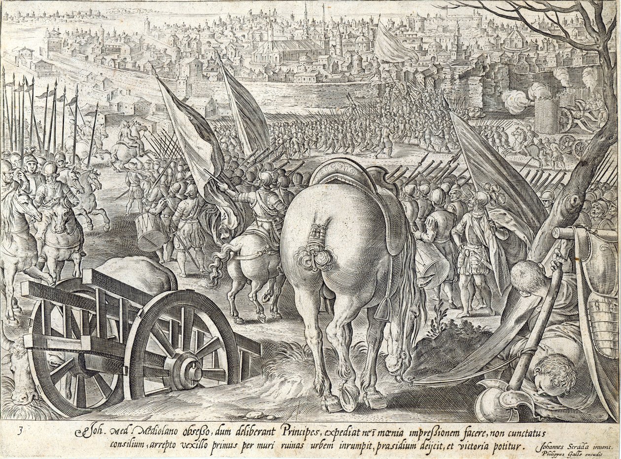 جيوفاني دي ميديتشي في ميلانو ، لوحة من "تاريخ ميديشي" ، نقشها فيليب جالي (1537-1612) ، c.1583 بواسطة جان فان دير سترايت