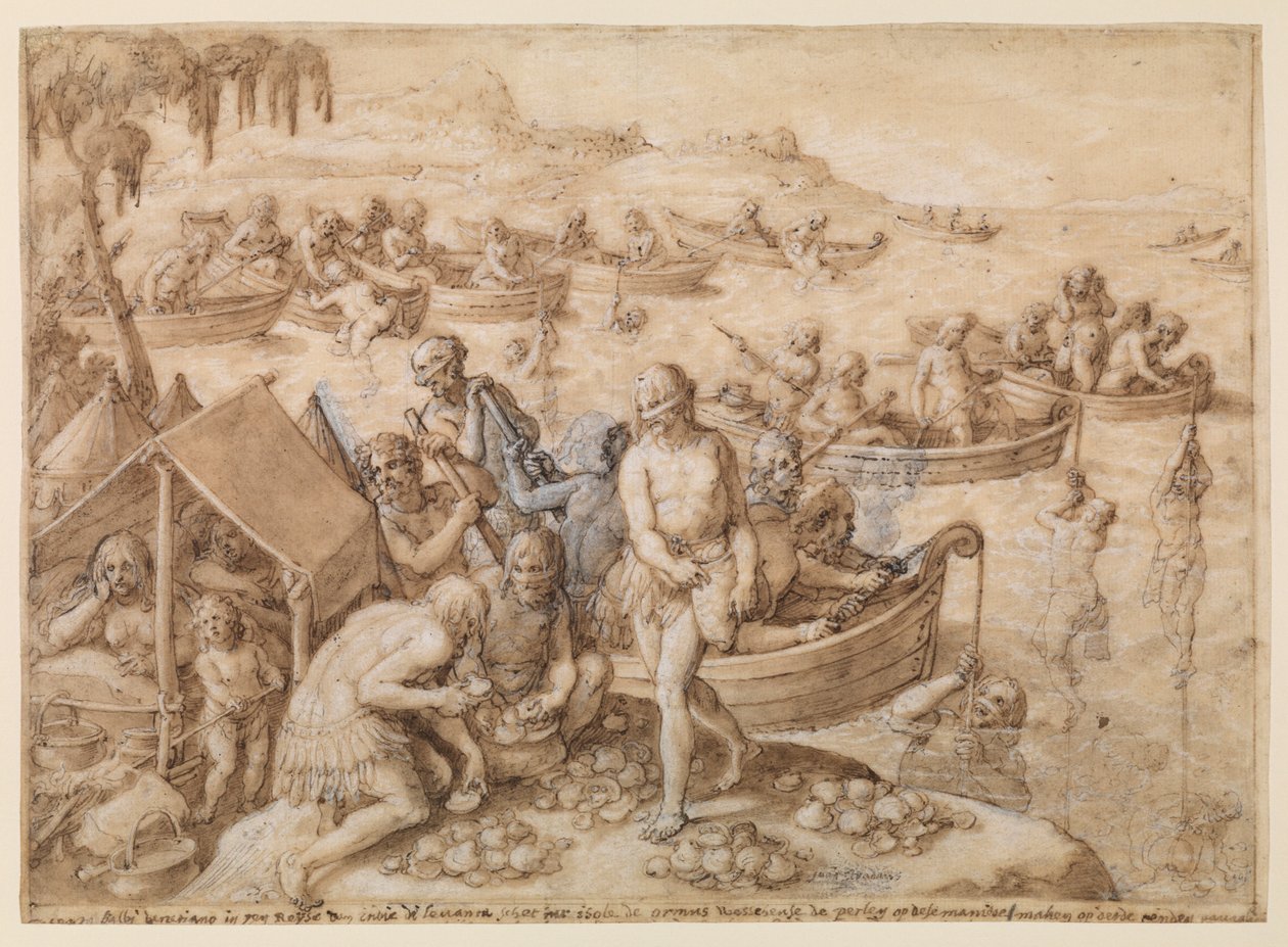 الغوص في اللؤلؤ ، 1596 م بواسطة جان فان دير سترايت