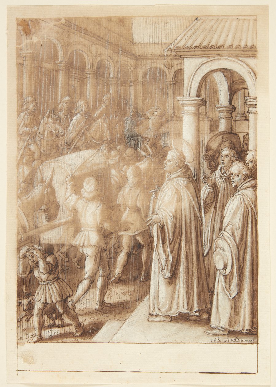 تاريخ S. Giovanni Alberti Fiorentino. في الساحة ، يتهم القديس أساقفة فلورنسا بالسموني (؟) بواسطة جان فان دير سترايت