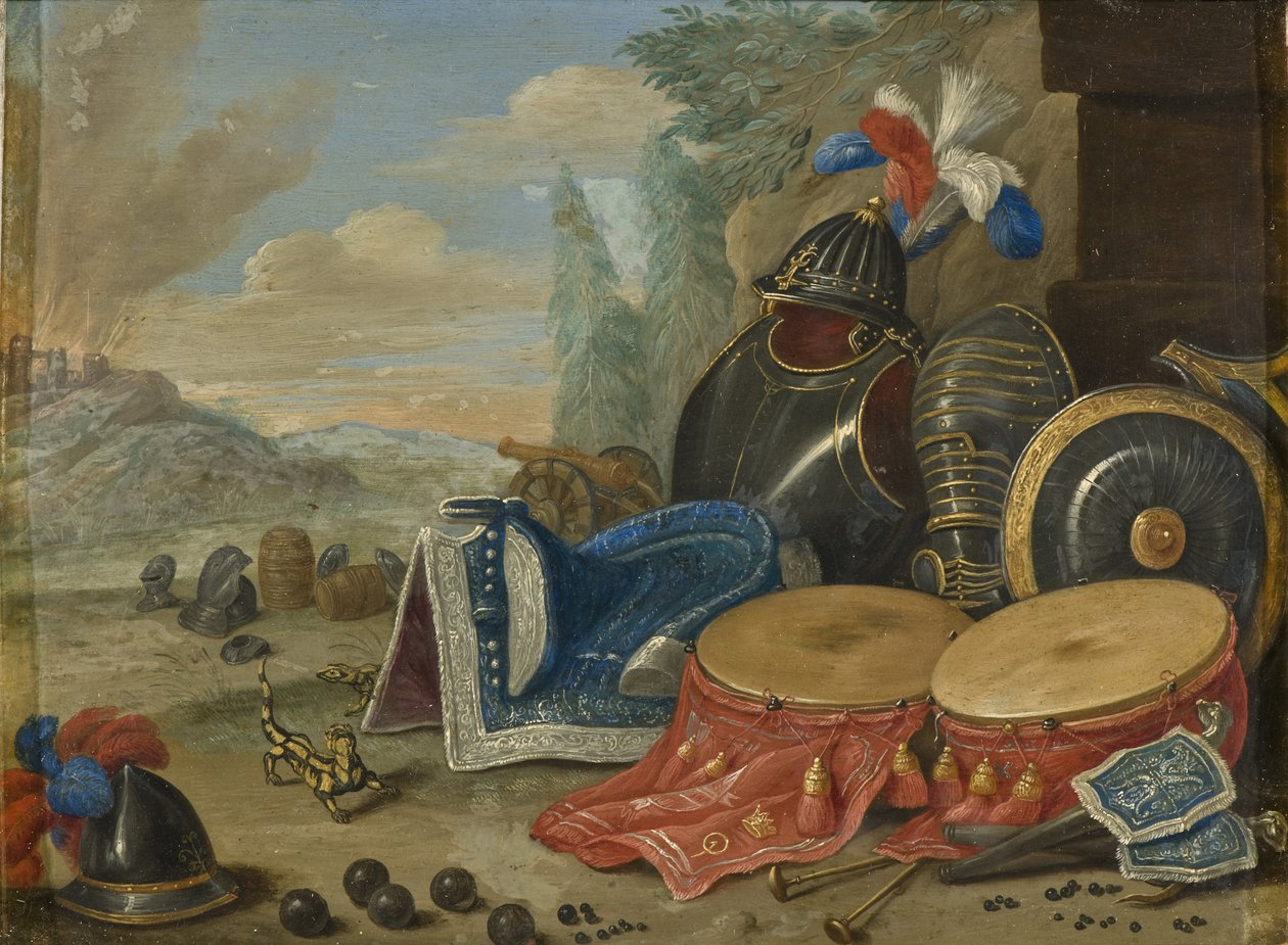 الشعارات الحركية - شعارات الحرب ، بقلم كيسيل ، جان فان ، الأكبر (1626-1679). زيت على النحاس. الأبعاد: 19 × 25 سم. المتحف الوطني ستوكهولم بواسطة جان فان الأكبر كيسيل