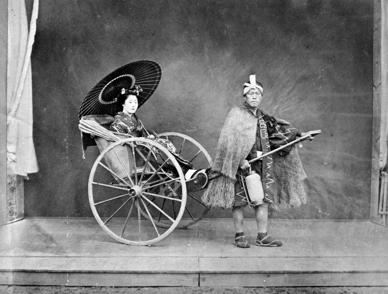 الغيشا في عربة ، حوالي 1870 بواسطة مصور ياباني