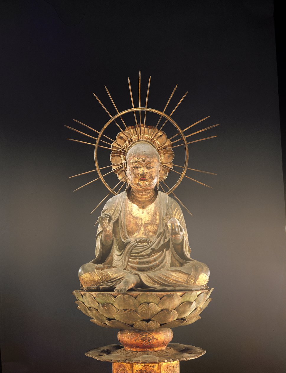 جيزو بوساتسو (Ksitigarbha) ، فترة كاماكورا (1185-1333) ، النصف الثاني من القرن الثالث عشر (الخشب ، ورنيش وأوراق الذهب) (انظر أيضًا 394837) بواسطة المدرسة اليابانية