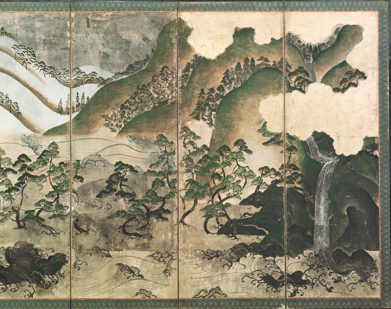 Moonlight Winter Landscape ، جزء من شاشة قابلة للطي بستة لوحات (اللون على الورق) (انظر 216547) بواسطة المدرسة اليابانية