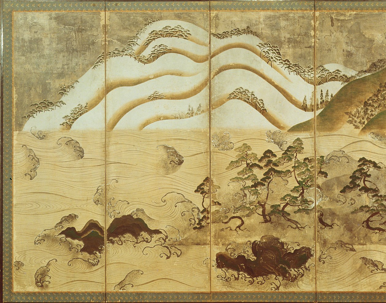 Moonlight Winter Landscape ، جزء من شاشة قابلة للطي بستة لوحات (اللون على الورق) (انظر 216548) بواسطة المدرسة اليابانية