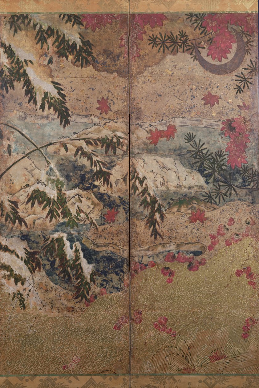 نباتات الخريف والشتاء c.1550 ، بواسطة المدرسة اليابانية