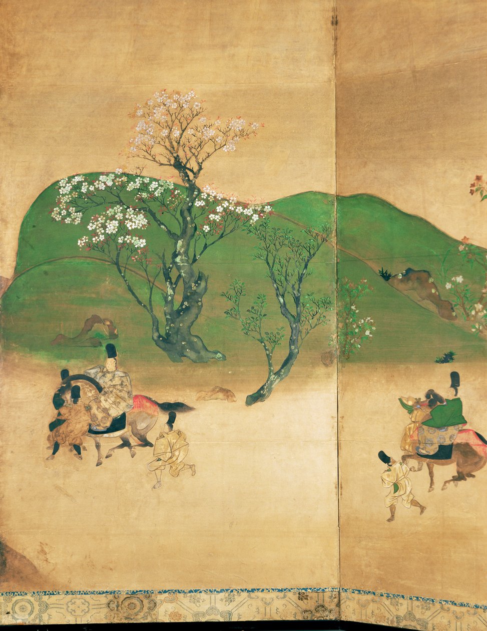 جولة شوغون في الربيع ، فترة إيدو (1603-1867) (حبر على ورق) بواسطة المدرسة اليابانية