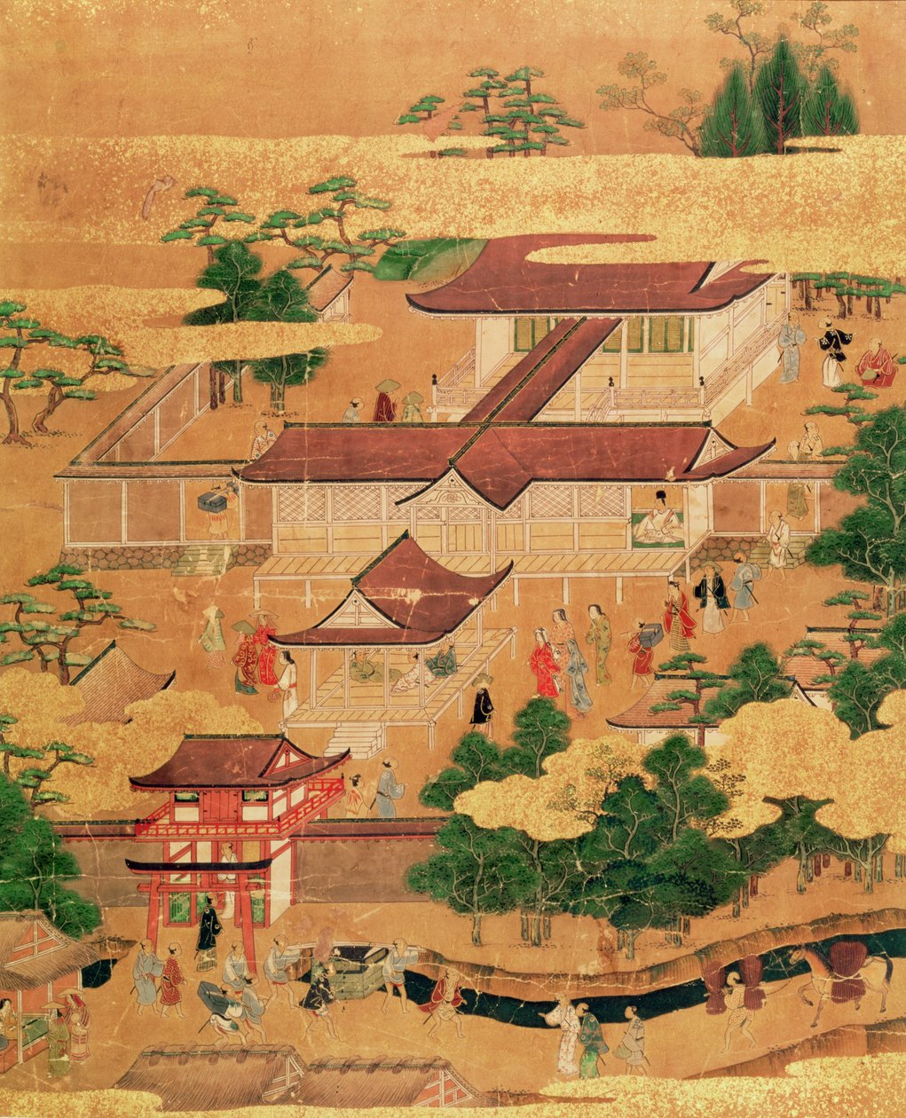 حياة وأوقات المحكمة اليابانية ، مدرسة توسا ، فترة إيدو ، c.1800 ، (رسم من سلسلة) بواسطة المدرسة اليابانية