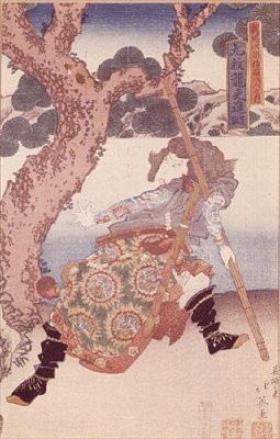 الممثل ناكامورا شيكان (1800-47) ، مثل كومونريو شيشين ، (طباعة لوح خشبي ملون) بواسطة المدرسة اليابانية