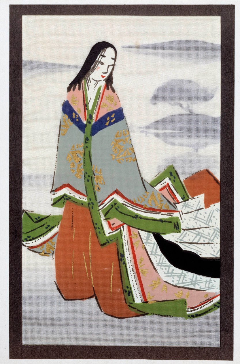 الأدب الياباني: رسم إيضاحي مأخوذ من فصل "Suetsumu hana" لقصة Murasaki Shikibu "Le dit du gengi" (القرن 10-11) مجموعة خاصة من القرن الخامس عشر بواسطة المدرسة اليابانية