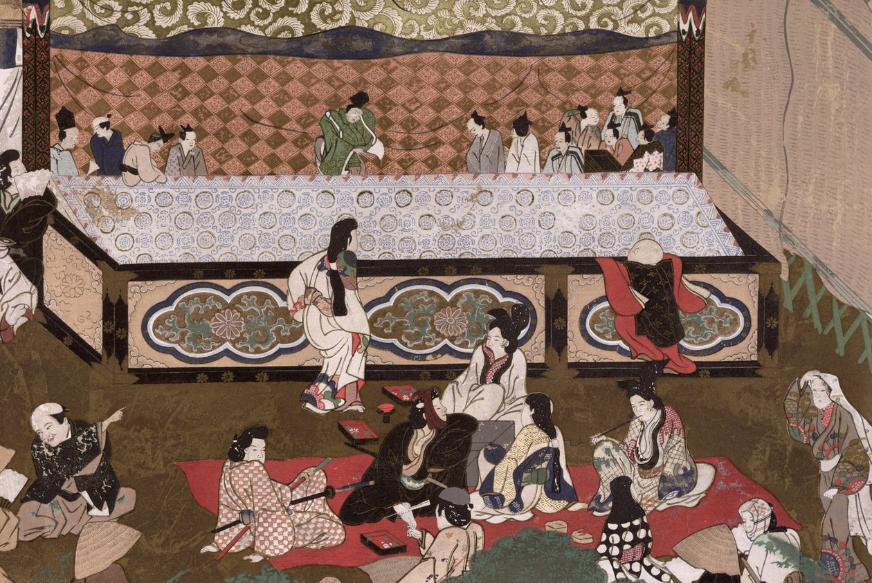مسرح كابوكي في معرض في كيوتو ، رسم توضيحي بعد لوحة 17 من "كوكا" ، نوفمبر 1924 (ليثو ملون) بواسطة المدرسة اليابانية