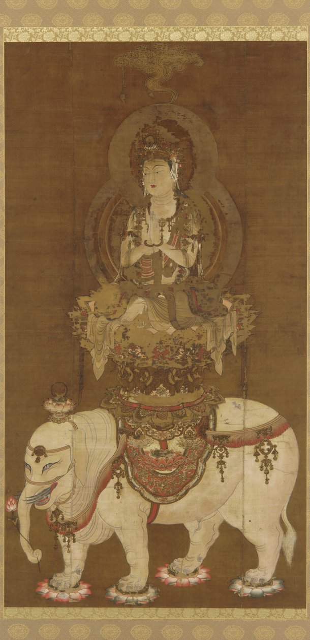 The Bodhisattva - Fugen (Fugen Bosatsu) Heian Period (حبر ، ذهب وفضة على الحرير) بواسطة المدرسة اليابانية