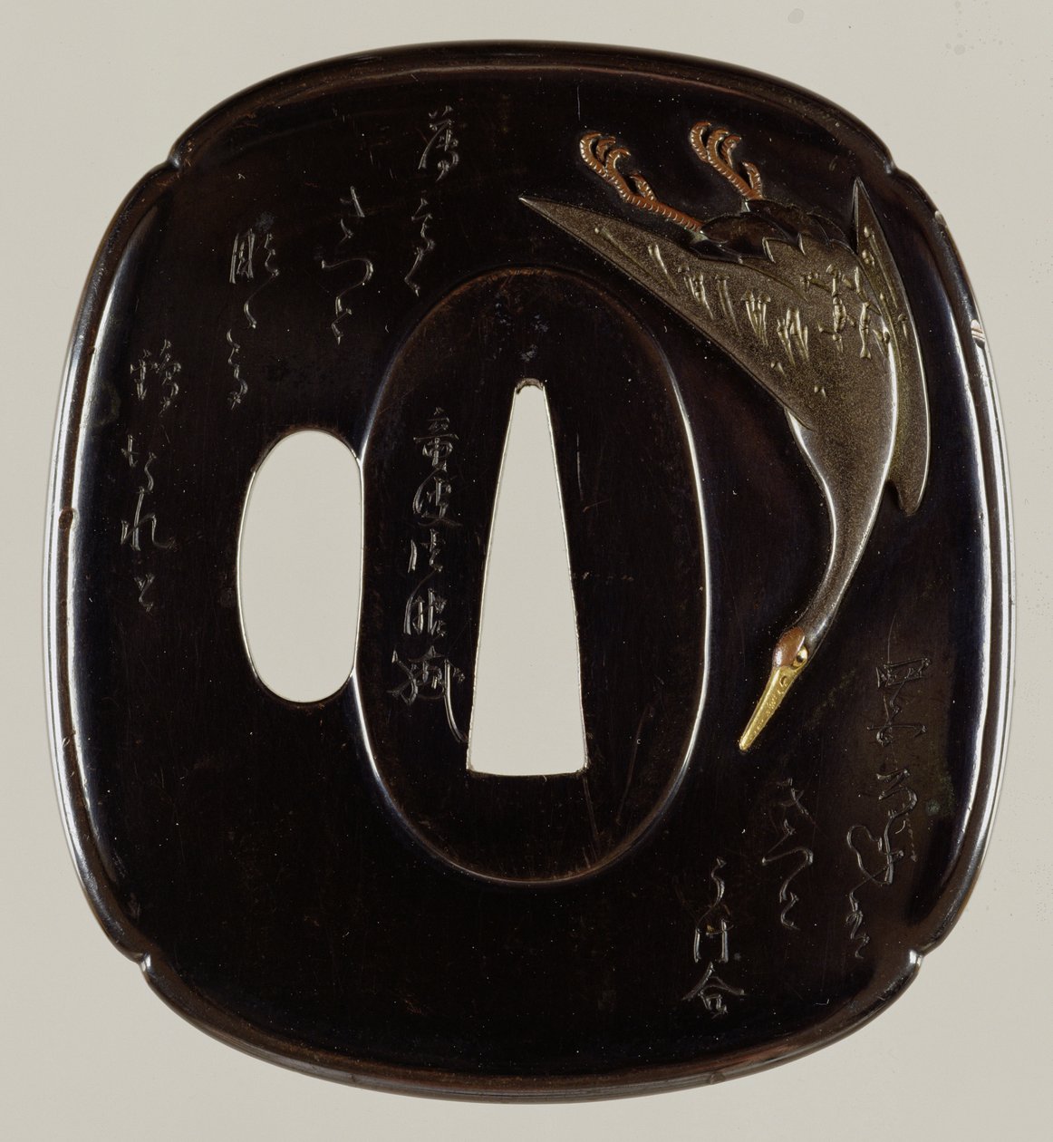 Tsuba Swordguard (شاكودو نحاس وسبائك ذهبية) (للخلف انظر 241114) بواسطة المدرسة اليابانية