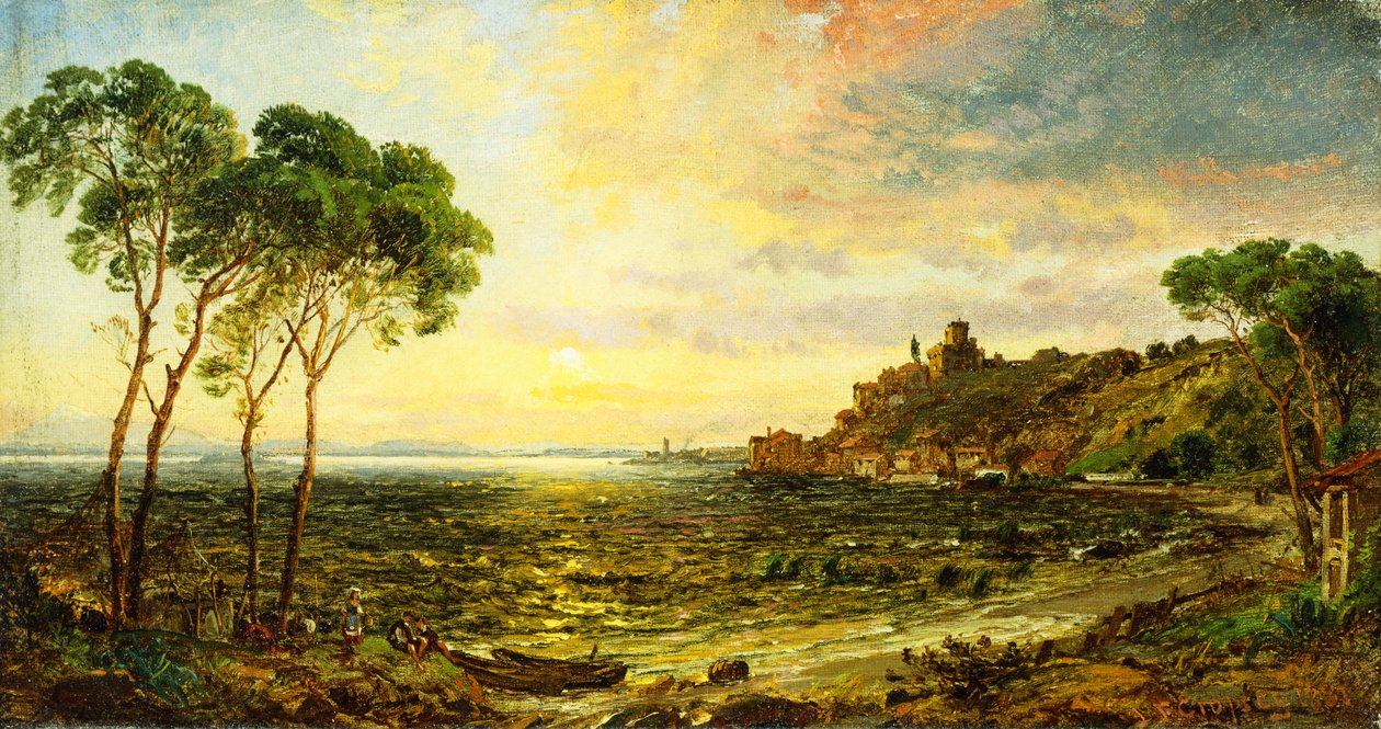 غروب الشمس فوق بحيرة Thrasemine ، 1887 بواسطة جاسبر فرانسيس كروبسي