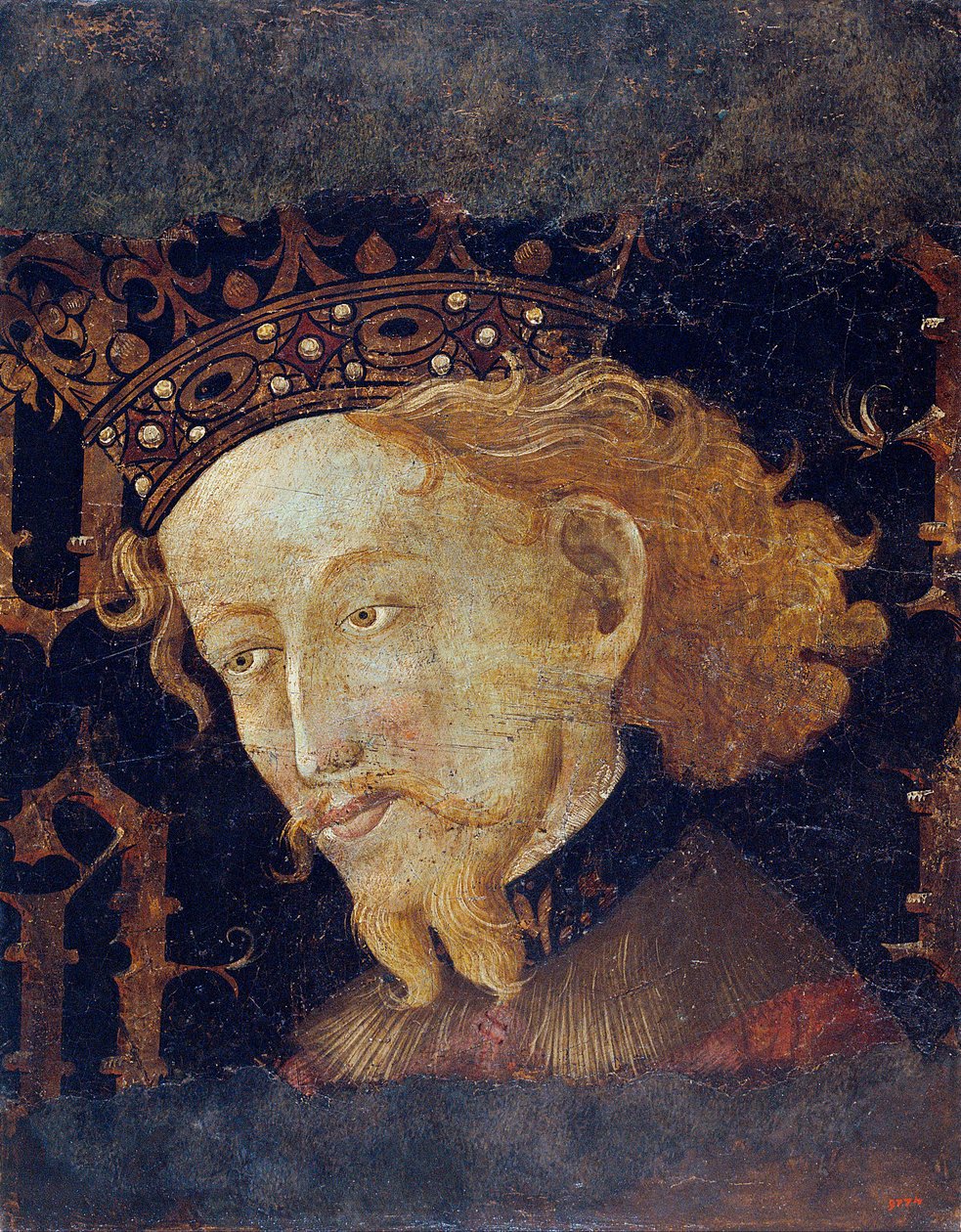 Jacques Ier d'Aragon dit le Conquerant - جيمس الأول (1208-1276)، ملك أراغون - Peinture de Jaume (Jaime) Mateu (1382-1452) - 1427 - درجة الحرارة على اللوحة - 56.5x45.4 - المتحف الوطني للفنون كاتالونيا، برشلونة بواسطة جاومي ماتيو