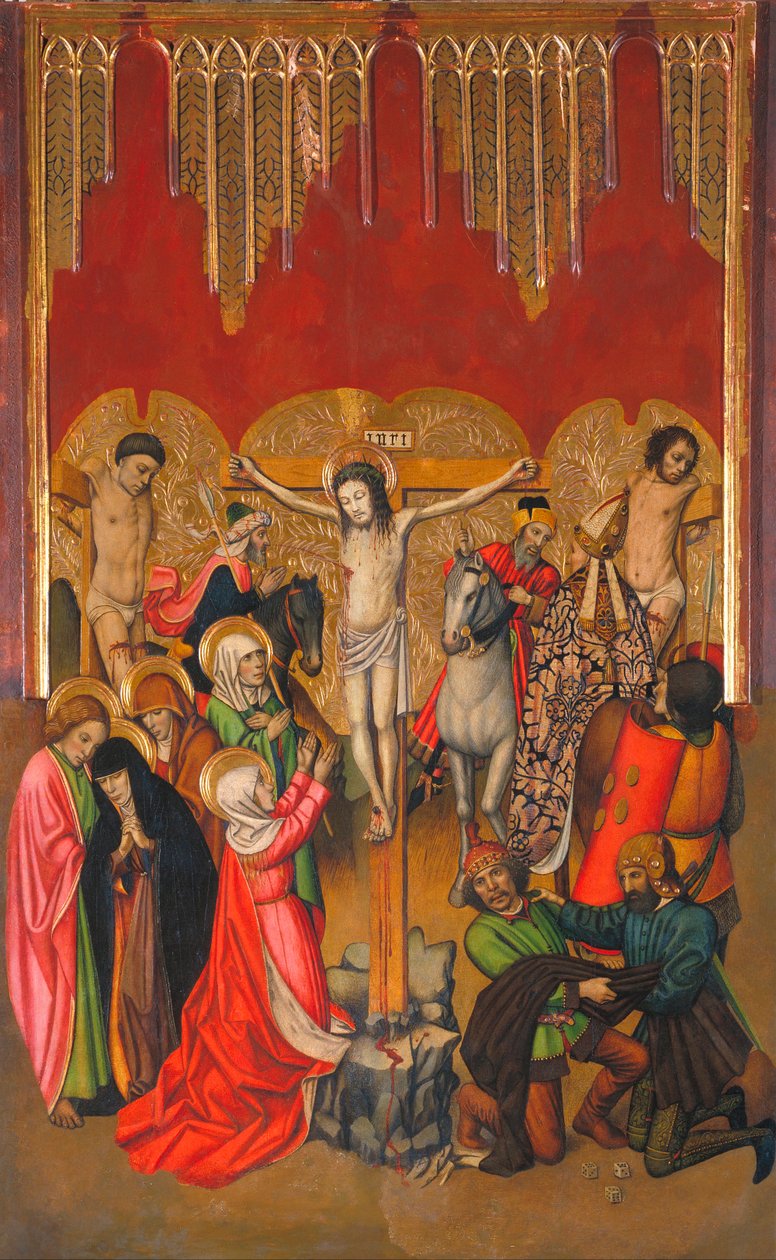 Calvaire - Calvary - رسم لجاومي (خايمي) هوجيت (1412-1492) - 1455-1460 - تمبرا على لوحة - 214.4 × 136 - متحف كاتالونيا الوطني للفنون ، برشلونة بواسطة جاومي هوجيت