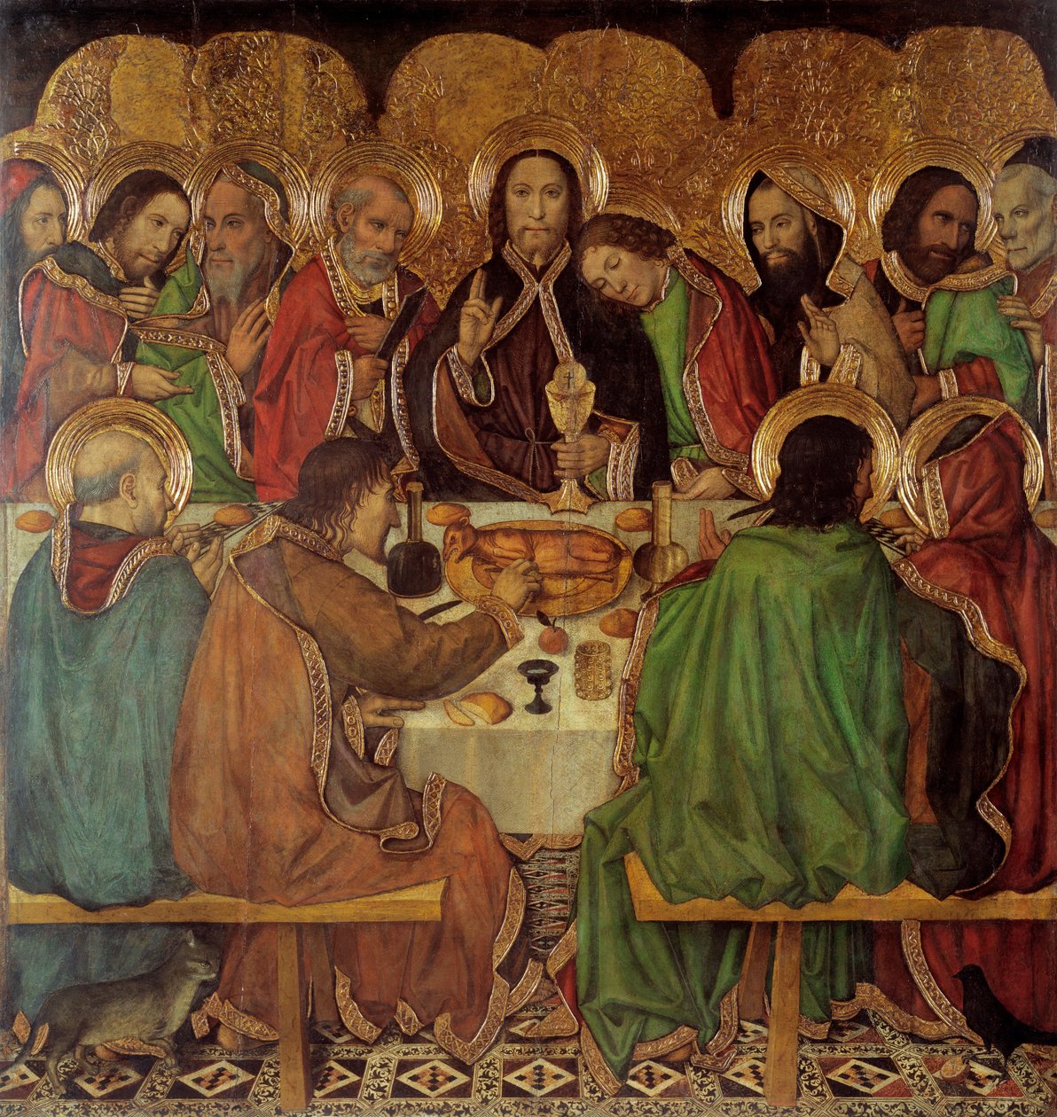La cene - العشاء الأخير - رسم خاومي (خايمي) هوجيت (1412-1492) - 1465-1470 - تمبرا على لوحة - 170 × 161 - متحف ناسيونال دي كاتالونيا ، برشلونة بواسطة جاومي هوجيت
