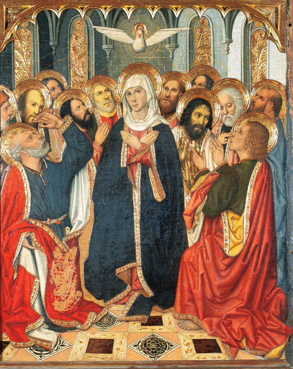 جدول العنصرة. من مذبح كونستابل البرتغال (1464-1465). الطلاء على الخشب. بقلم جاومي هوغيت (1414-1492). القرن الخامس عشر (الرسم على الخشب) بواسطة جاومي هوجيت