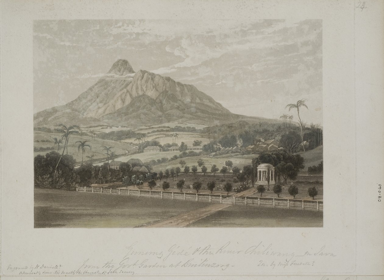 الحديقة في Buitenzorg (Aquatint) بواسطة المدرسة الجاوية