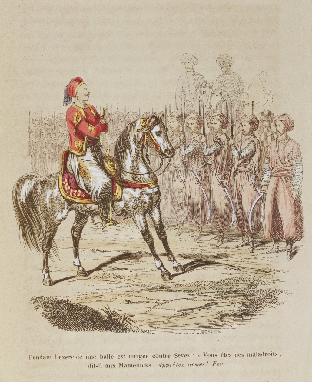 جوزيف سيف (1788-1860) والمعروف باسم سليمان باشا ومملوكه ، من فيلم L&39;Egypte au XIXeme Siecle بقلم إدوارد جوين ، 1847 بواسطة جان أدولف بوس