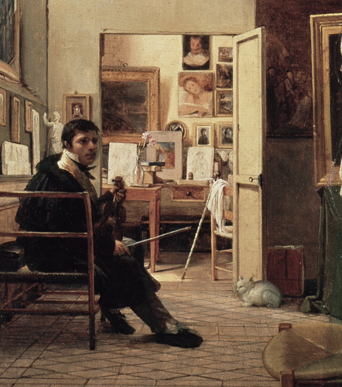 The Studio of Ingres in Rome، 1818 (تفاصيل عام 182576) بواسطة جان الو