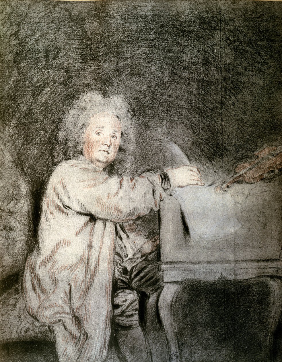 جان فيري ريبيل (1666-1747) ، ج .1715 (طباشير وتلوين على ورق) بواسطة جان أنطوان واتو