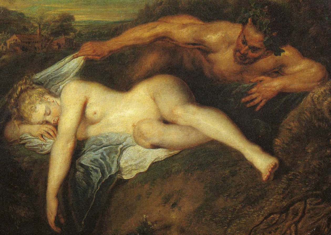 Nymph and Satyr ، المعروف أيضًا باسم المشتري والمضاد ، التفاصيل بواسطة جان أنطوان واتو