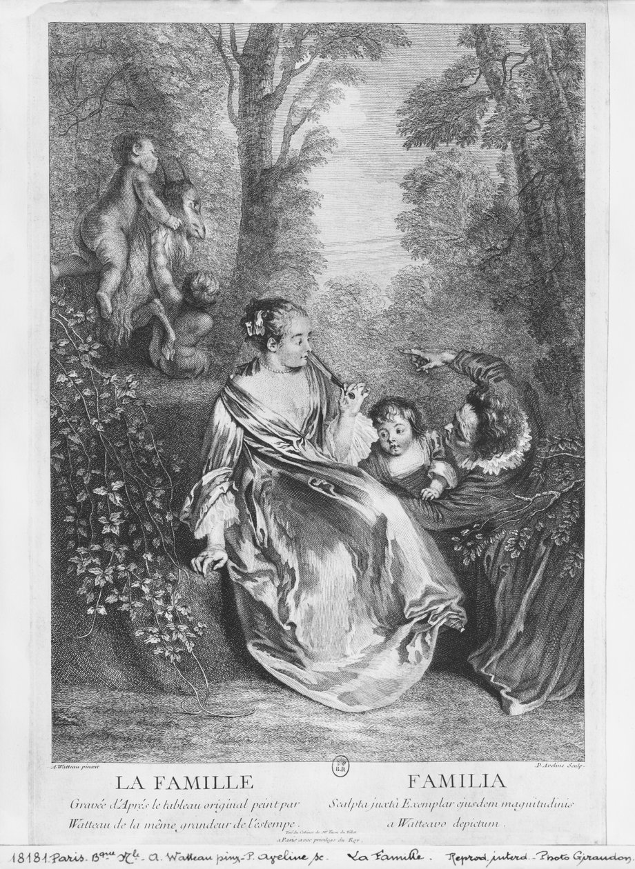 الأسرة ، نقشها بيير أفلين (c.1656-1722) بواسطة جان أنطوان واتو
