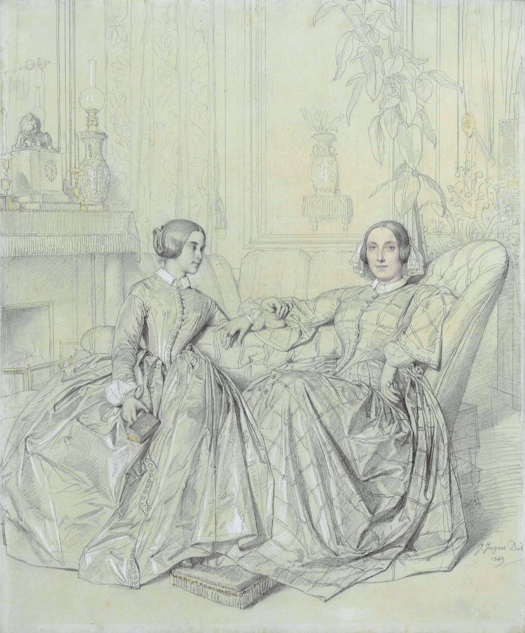 Comtesse Charles dAgoult و née Marie dAgoult وابنتها كلير دغولت بواسطة جان أوغست دومينيك إنجرس