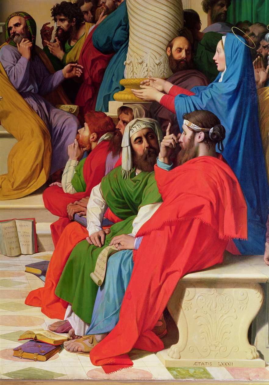 يسوع بين الأطباء ، تفاصيل الأطباء ومريم العذراء ، 1862 بواسطة جان أوغست دومينيك إنجرس