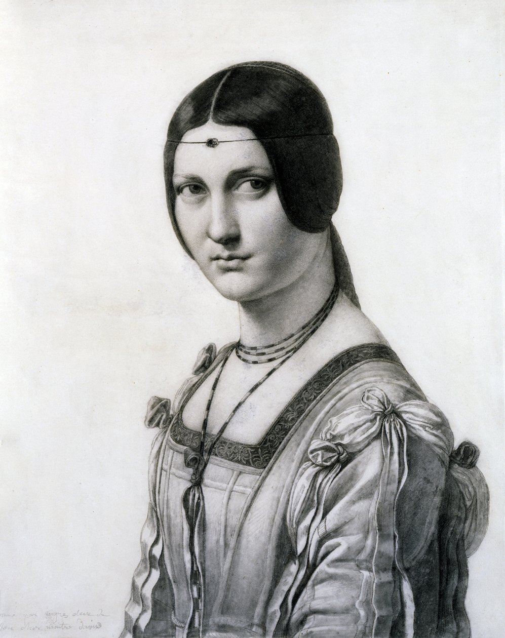 La Belle Ferronniere (طباشير أسود ويغسل على ورق) بواسطة جان أوغست دومينيك إنجرس