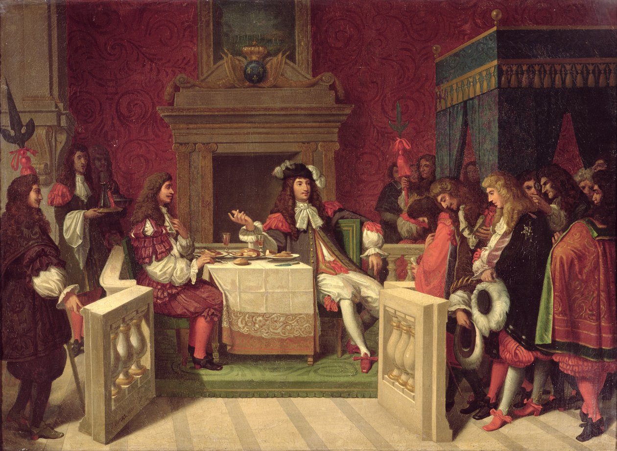 موليير (1622-73) تناول الطعام مع لويس الرابع عشر (1638-1715) 1857 بواسطة جان أوغست دومينيك إنجرس