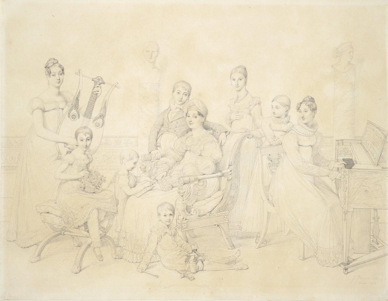صورة لعائلة لوسيان بونابرت ، 1815 (جرافيت على ورق) بواسطة جان أوغست دومينيك إنجرس